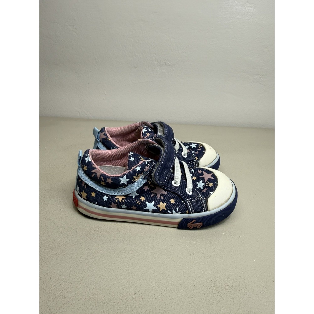 See Kai  Run Kristin Hook and Loop Blue Denim/Stars Size 8
